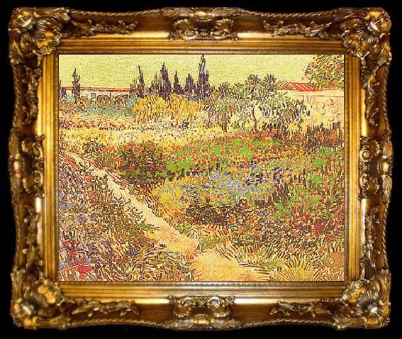 framed  Vincent Van Gogh Garden in Bloom, Arles, ta009-2